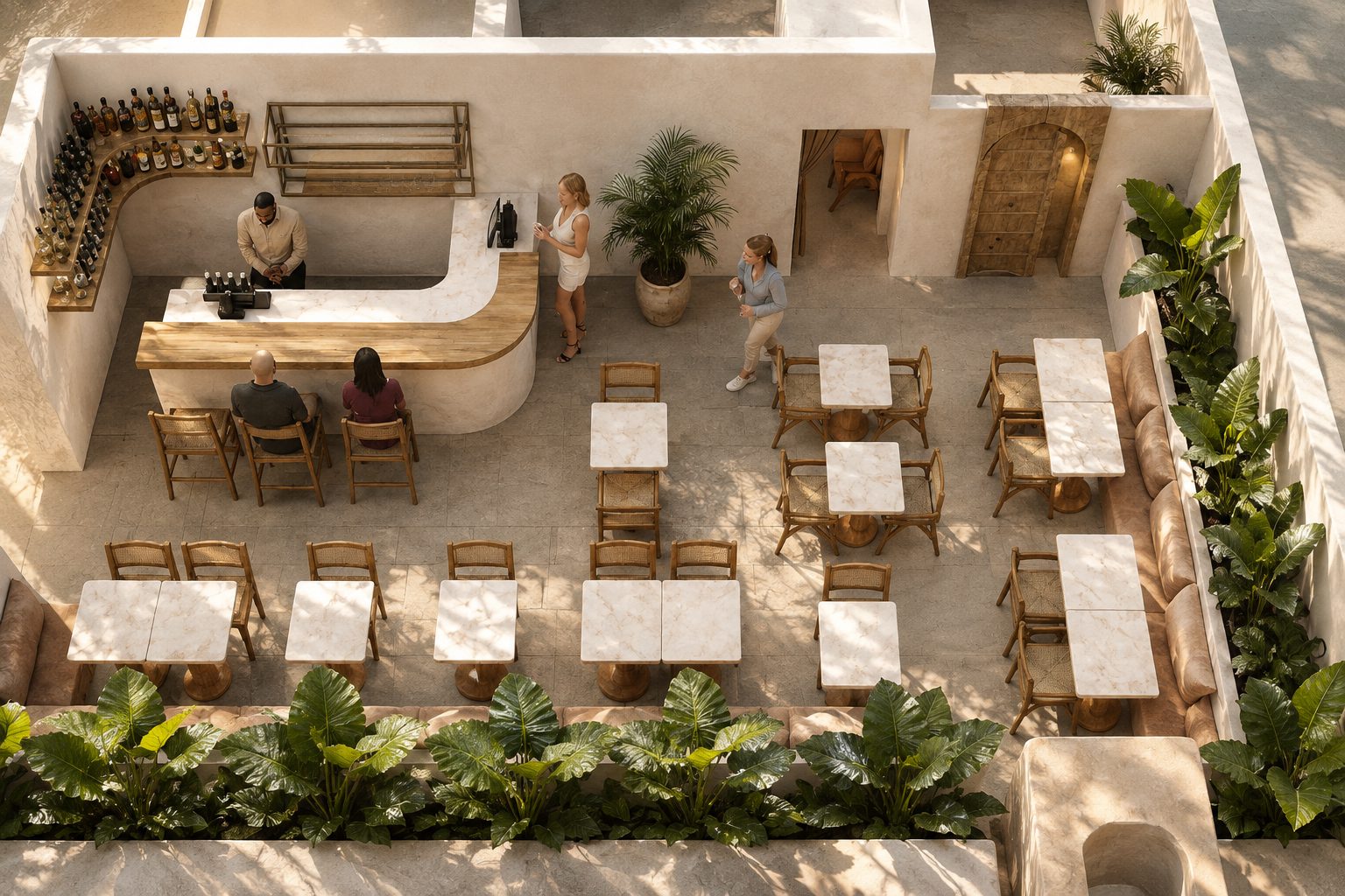 3D render floor plan view of the Ten Hastings outdoor area