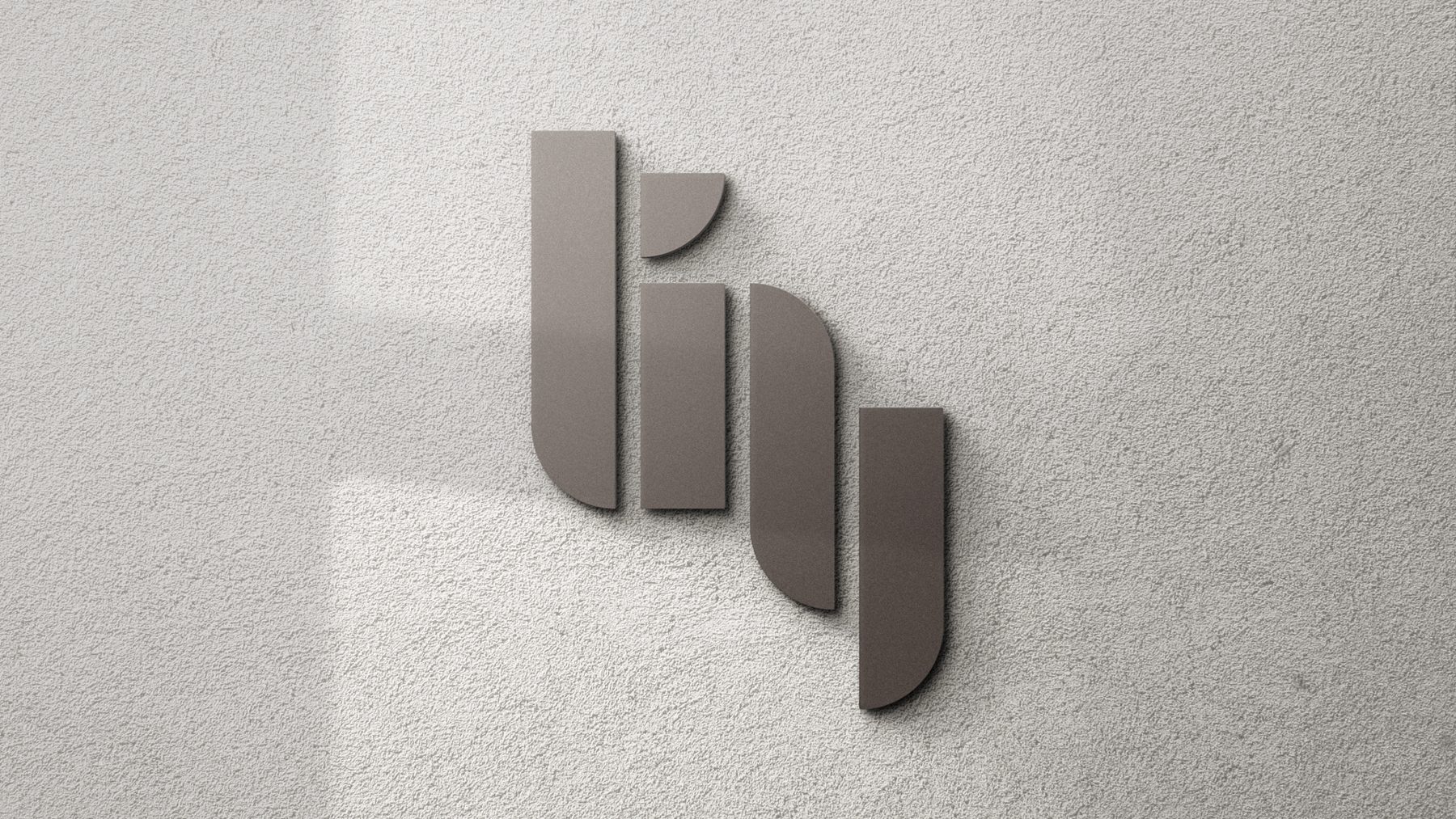 The Sunshine Tiny Houses symbol as a 3D sign on a textured wall