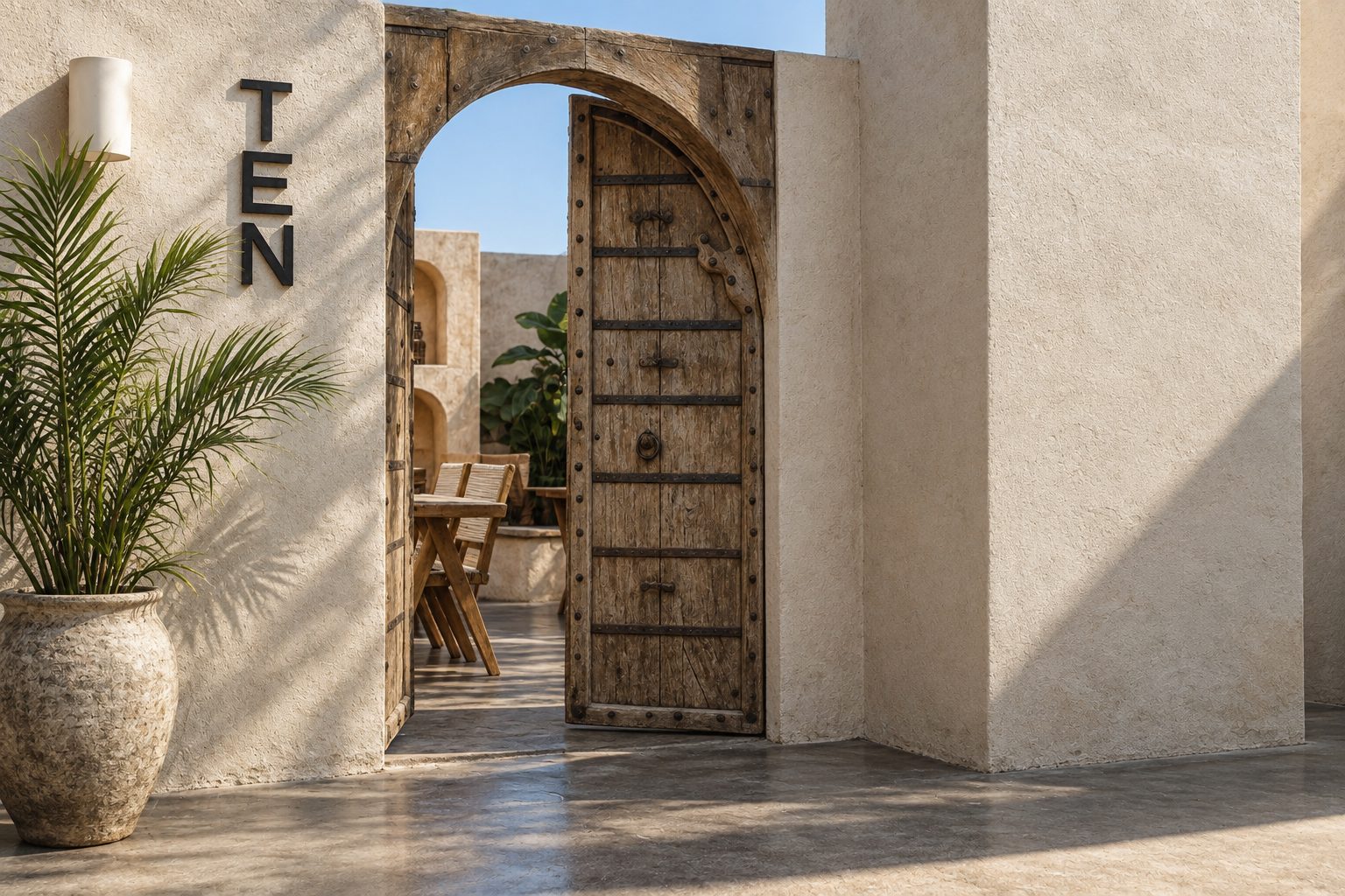 3D render of the Ten Hastings entrance with timber door