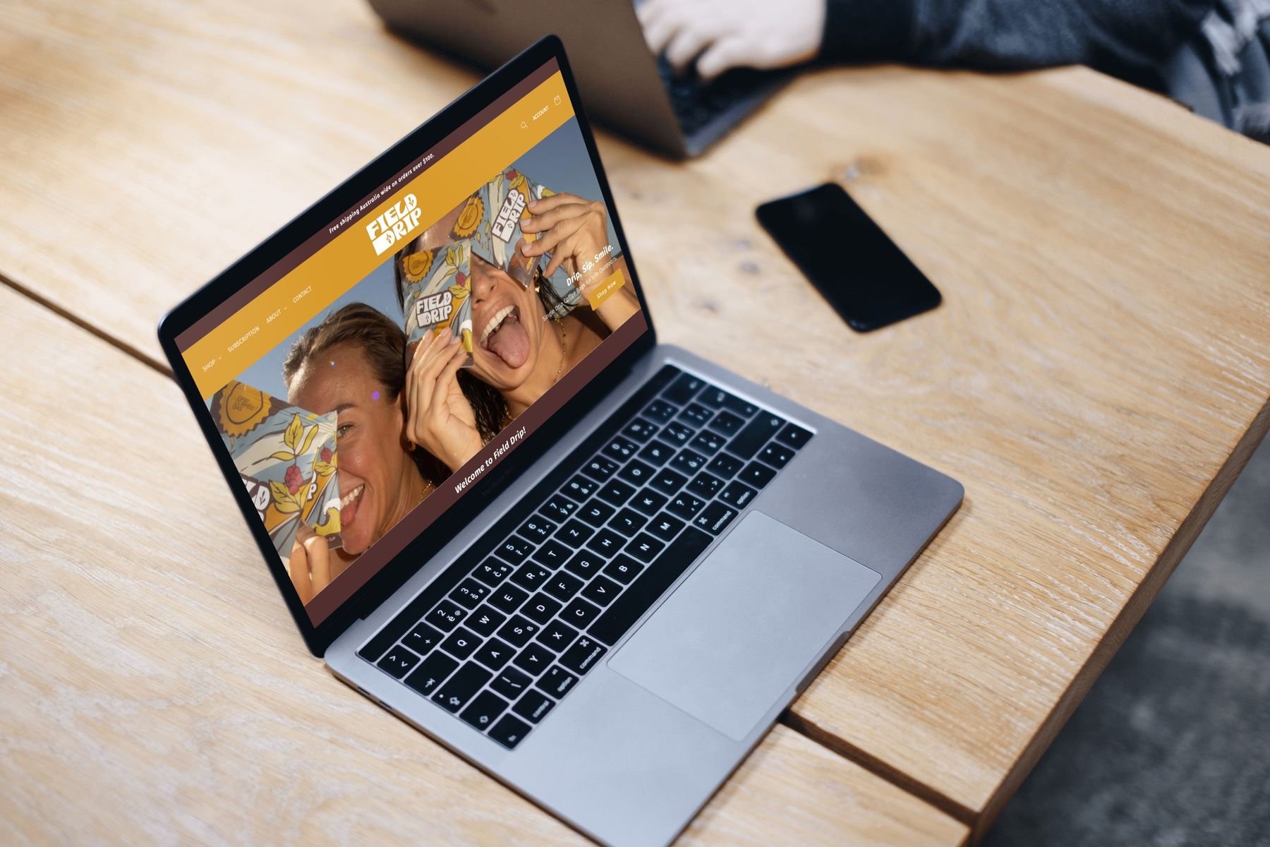Field Drip online store on a laptop