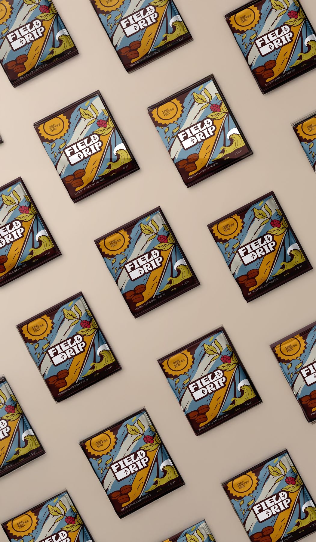 Field Drip sachets in a repeating pattern